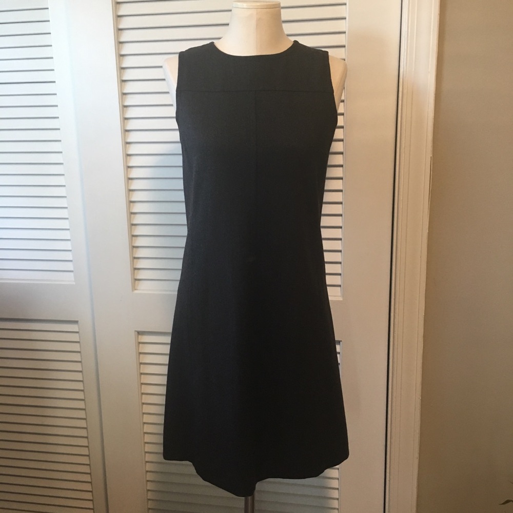 Theory Charcoal Gray Wool Blend Sheath Dress Sz 8